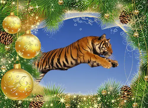 Laimingų 2022 Tigro metų sveikinimo atvirukas