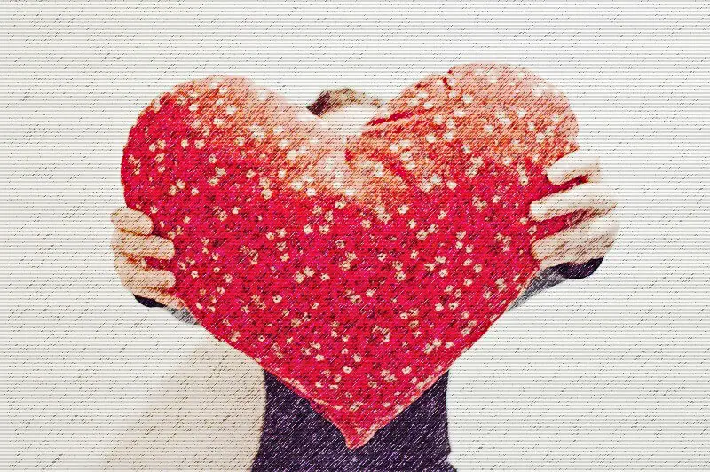valentino dienos atvirukas su širdies formos dovana